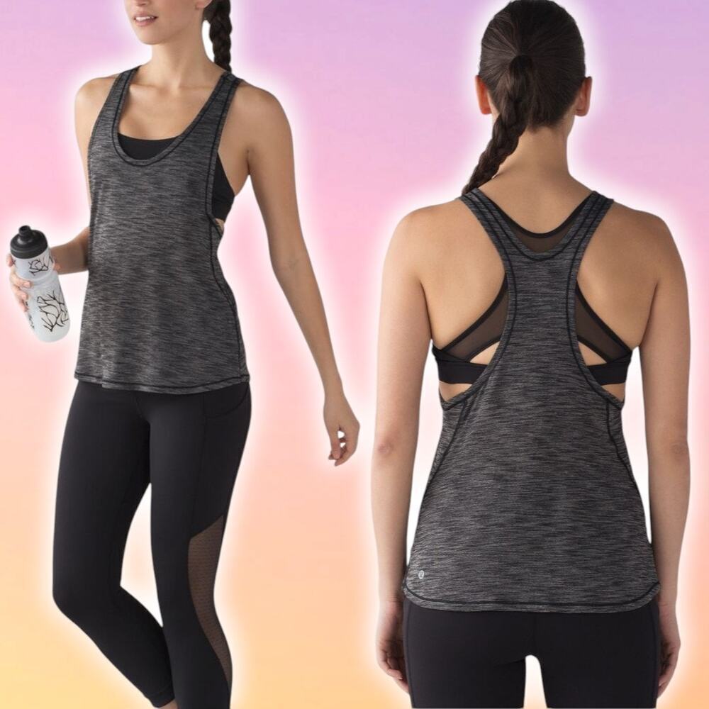 LULULEMON Glide and Stride Tank Sz 4 Heathered Black